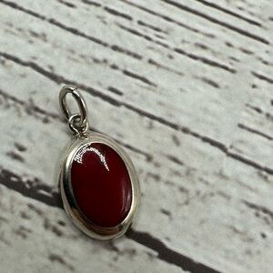 MEXICAN Silver Pendants with Red Jasper Oval Pendant